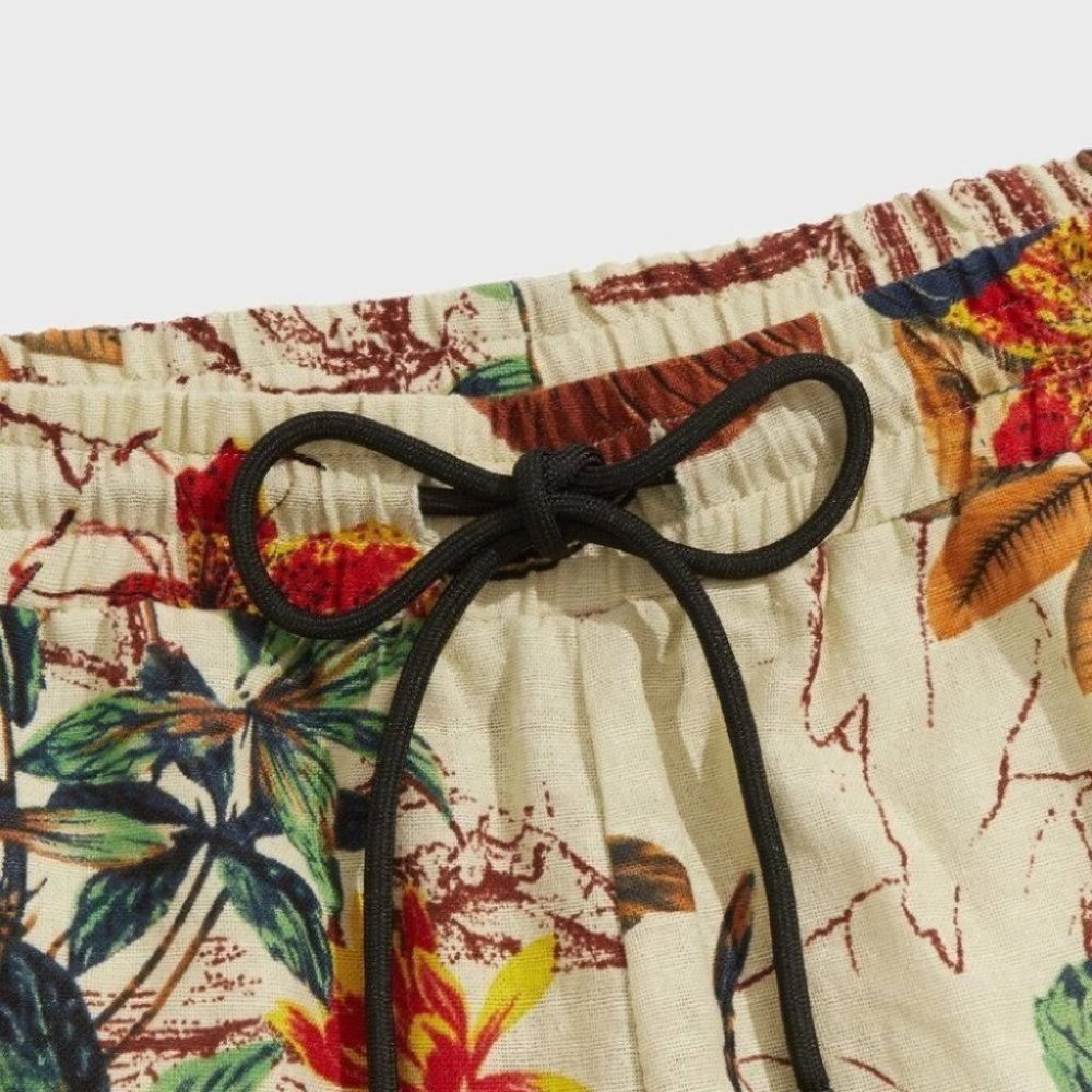 Tan Tropical Vacation Style Men's Shorts - Picture 5 of 5